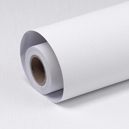 Amiya White Peel and Stick Wallpaper Solid Color Textured Contact Paper Pure White Self Adhesive Wallpaper Matte Removable Wall Paper Decorative Walls Decal Vinyl Roll 15.7"×120"