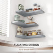 fuqing Corner Floating Shelves, Wall Shelf Set of 3, Shelves for Wall Storage, Solid Wood Shelves for Storage, Wall Mount Wooden Display Shelf for Bathroom Bedroom Kitchen Garage, Dark Grey