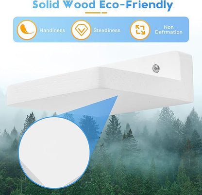 Small Floating Shelf, 4x4 Inch Display Ledges for Wall,Mini Shelves,Rustic Wood Shelf for Bedroom Living Room Bathroom Kitchen (8, Rustic White)