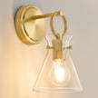 Gold Wall Sconce 1-Light Hardwired Wall Mount Modern Farmhouse Vanity Light Fixtures with 6 Inch Clear Glass Shade, Wall Lights for Bathroom, Bedroom, Living Room, Mirror, Kitchen, Lighting Lamp