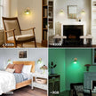 Vintage Battery Operated Wall Sconce with Green Striped Glass Lampshade 5000 mAh Rechargeable Battery Powered Wall Light with Remote Control for Bedside Bedroom Doorway, Set of 2