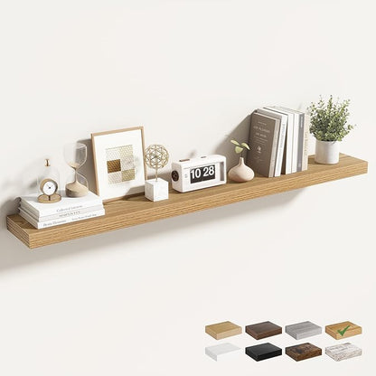 48 Inch Floating Shelves for Wall 1 Pack, 48" Wall Shelves for Books, Storage, Decor, Wall Mounted Floating Shelf with Invisible Brackets for Kitchen, Living Room, Light Brown