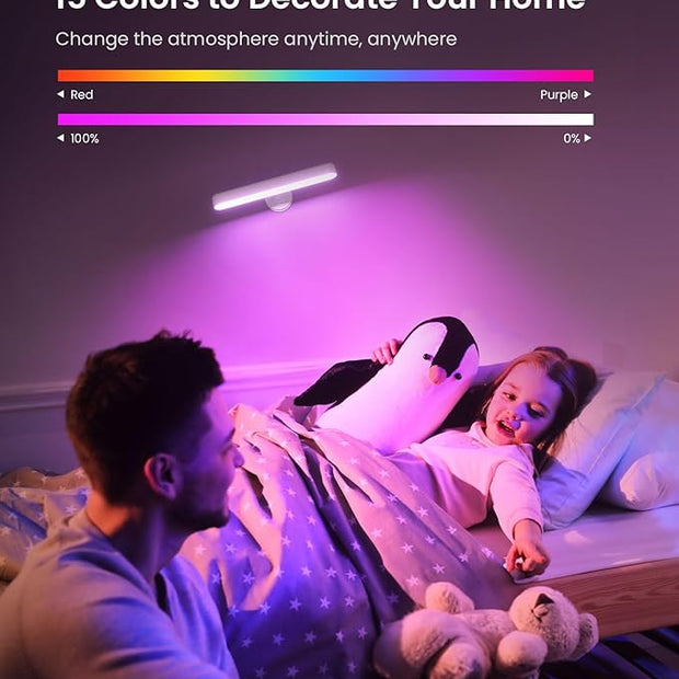 Wall Sconce with 7500mAh Rechargeable Battery LED Wall Light for Bedroom with Remote Control, 3 Colors Wireless Wall Lamp 360° Rotate Dimmable Brightness with 15 RGB Colors,White,1Pack