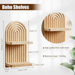 Artilady 2 Pack Boho Wall Hanging Shelves - 2 Tier Handmade Rainbow Arch Solid Wood Floating Shelf Wall Decor Trinket Storage Rack for Bedroom Living Room Nursery Bathroom
