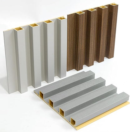 3 Packs Sample 6 x 5.9in Slat Wood Wall Paneling for Interior Wall Decoration, Accent 3D Wall Panels for Living Room, Bedroom, WPC Wainscoting Panels