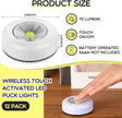 Macarrie 12 Pack Wireless LED Puck Lights, Under Cabinet Lighting, 70 Lumens Portable Touch Light, Stick on Battery Powered, for Kitchen Closets Cabinets Garage Bedroom Shelf(Classic Style)