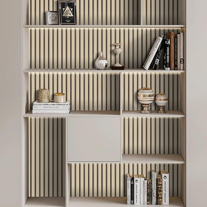 Arthome Wood Slat Wallpaper 17''x393'' Peel and Stick self Adhesive Wood Wallpaper PVC Vinyl Decorative Removable Wallpaper Waterproof Faux Wood Grating Stripe Contact Paper for Living Room (Oak)