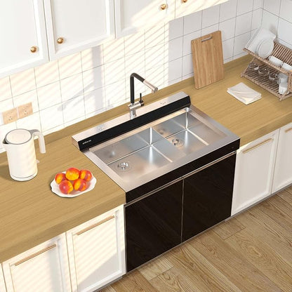 Abyssaly Light Wood Contact Paper Natural Wood Peel and Stick Wallpaper Self Adhesive Waterproof Wallpaper for Kitchen Cabinet Shelf Drawer Liner 17.7" X 118"