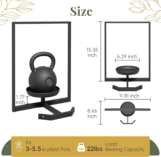 BXF Corner Wall Planters for Indoor Plants, 90 Degree Floating Shelves. Heavy Duty Mounted Holder, Minimalist Hanging Decor. Window Shelf Fits 4-7 Inch Pots (Black, Frame 2 Pack)