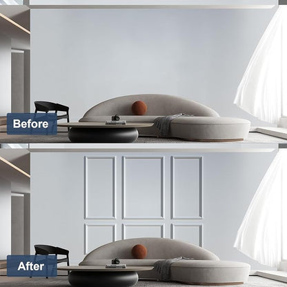 NeatiEase Peel and Stick Wall Molding Kit 6-Frame Pre-Made, Ready-to-Assemble Wall Moulding Panel Frame, Self-Adhesive Wainscoting Panels Wall Trim for Interior Walls Home Decor (50"x40",50"x20")