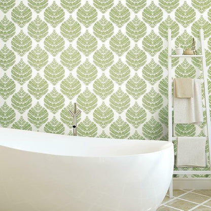 RoomMates RMK11513WP Hygge Fern Damask Green Peel and Stick Wallpaper