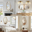 JJUUYOU Irregular Wood Mirror Asymmetrical Bathroom Wall Mounted Mirror 34