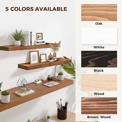 36x8x1.6 inch Floating Shelves Set of 2 – Solid Wood Rustic Brown Wall Mounted Shelf for Kitchen, Bathroom, Living Room