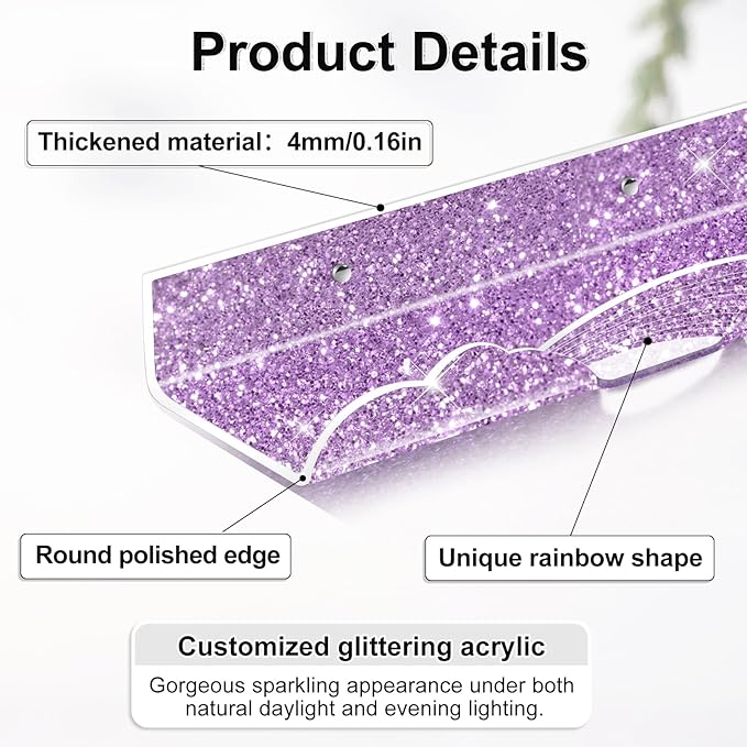 Rainbow Glitter Acrylic Floating Shelves, 15.7
