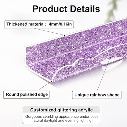 Rainbow Glitter Acrylic Floating Shelves, 15.7" Wall Mounted Nursery Bookshelf, Display Ledge for Book Toy Cosmetic Storage, Bathroom Bedroom Living Room Wall Organizer, 4 Pack, Silver Purple