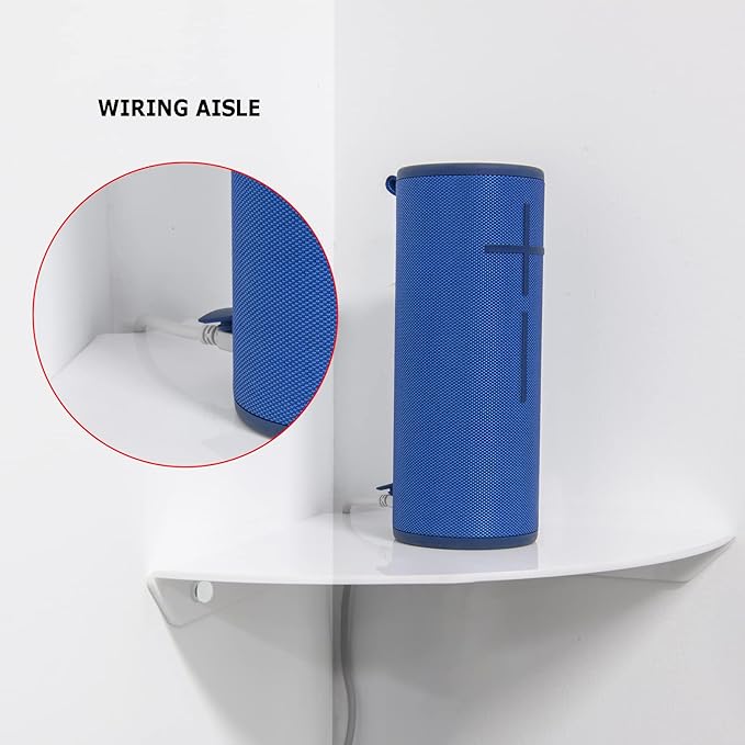 Cosmos 2 Pcs Acrylic Wall Mount Floating Corner Shelves Quarter Round Shower Shelf Hanging Corner Shelves Wall Storage Display Organizer for Bathroom Kitchen Bedroom Living Room (Solid White)