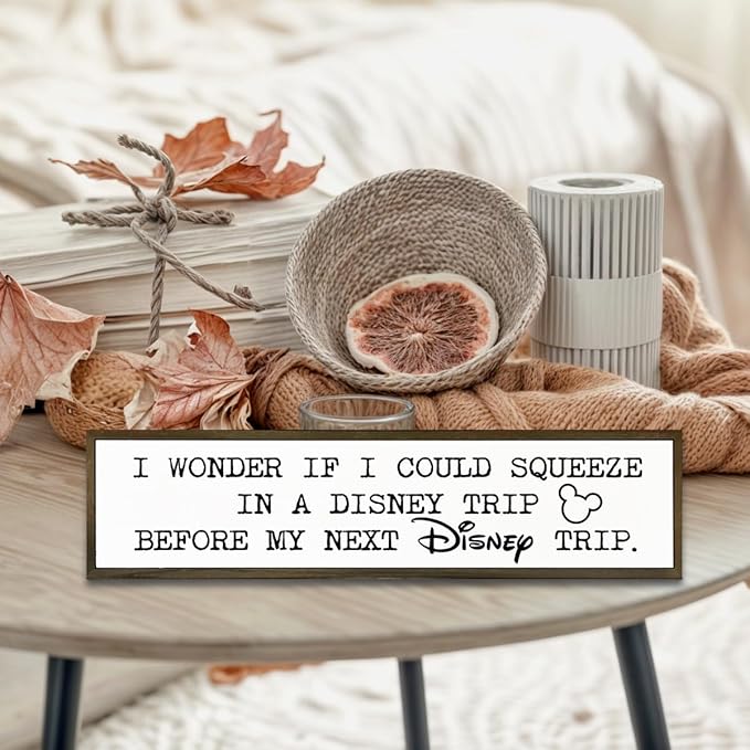 Funny Wood Signs, Rustic Farmhouse Wall Decor, Tabletop Decor, Decorative Wooden Box Sign, Wall Decoration Sign for Home Office Indoor Outdoor Yard, Disney Lover Gift