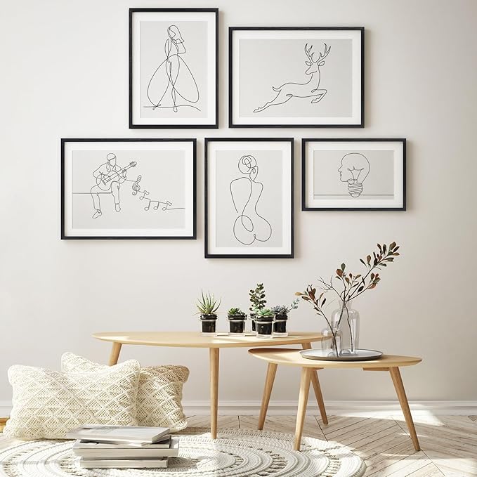 puthiac 12x18 Solid Oak Wood Picture Frame, Fits 8x12 with Mat or 12x18 Without Mat, Wall Display Only, Vertical or Horizontal, Plexi Front, 1 Pack, Black