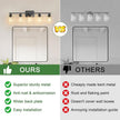 Ascher 5-Light Bathroom Light Fixtures, 33 Inch Vanity Lights with Clear Glass Shade, Modern Black Finish Wall Light for Mirror Bedroom Hallway Cabinet Porch
