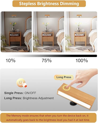 Wall Sconces Set of Two - LED Wall Lamps Lights for Bedroom, Rechargeable Battery Operated Wall Sconce with Stepless Dimming, 360 Rotation, Indoor Wireless Sconces Wall Decor Set of 2 for Living Room