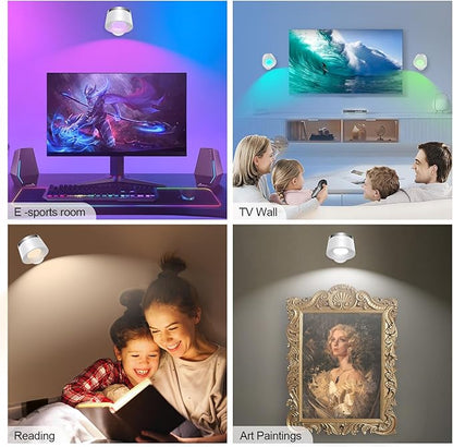 Moobibear LED Wall Lights with Remote, 3500mAh Rechargeable Battery Operated Wall Sconce, Dimmable 13RGB + 3 Color Temperature Magnetic Wireless Wall Lamp, for Rooms, Hallway (White, 1 PC)