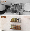 Spice Rack Self-Adhesive or drilling, Rustic Style Hanging Spice Rack, Spice Organization for Cabinet Door or Wall Mount, Over The Stove, Kitchen Wall, 4-Pack