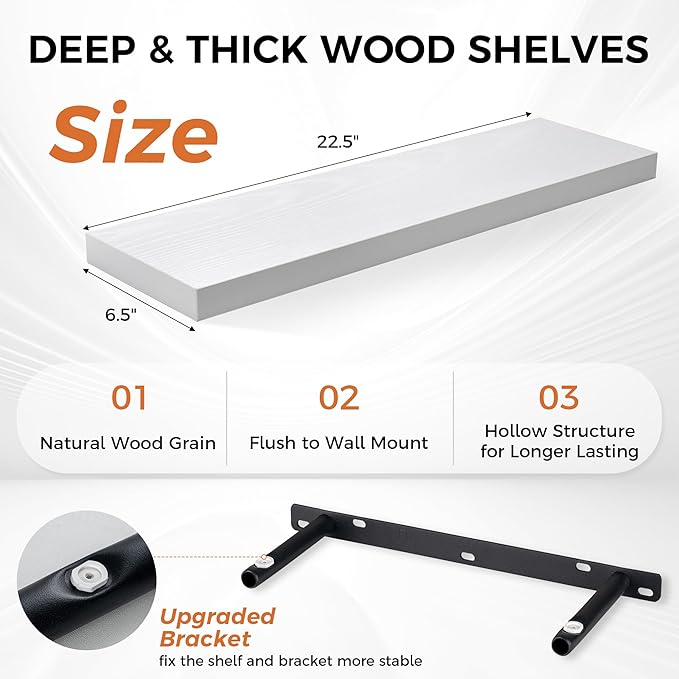 Fun Memories Floating Shelves for Wall, 22.5