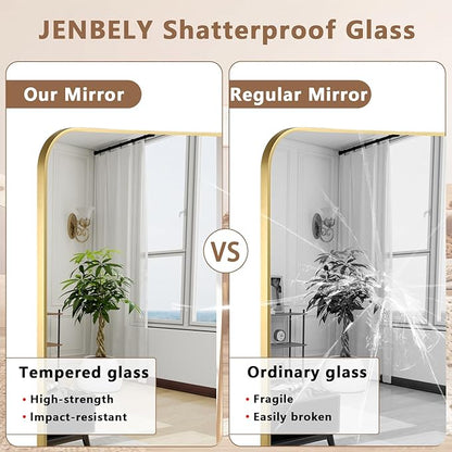 Brushed Gold Mirror, 24"x32" Rectangle Bathroom Mirror, Metal Frame Rectangle Corner Vanity Mirror, Wall Mounted Mirror for Modern, Living Room, Bedroom, Horizontal Or Vertical