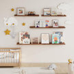 Fun Memories Picture Ledge Shelf for Wall, Floating Shelves Set of 4, 24 Inch Long Nursery Book Shelves for Toys Storage, Kids Bookshelf Wall Mounted for Books Photo Frames, Walnut