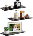 SAYAYO Glass Floating Shelves for Wall, Tempered Glass Shelves for Bathroom, Living Room, Bedroom, Office, Toilet, Kitchen Decor, 12Inch Set of 3, Black