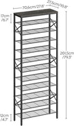 12 Tier Shoe Rack, Large Capacity Shoe Storage Organizer Holds 48 Pairs, Sturdy and Stable, for Entryway, Hallway, Closet, Dorm Room, Charcoal and Black SS12BC