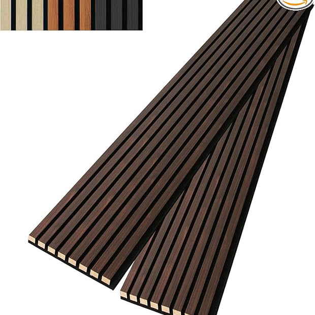 Art3dwallpanels Wood Slat Wall Panel, 108'' x 13'' Wood Panels for Wall 2 Pack 3D Soundproof Wall Panels, Large Acoustic Panels for Interior Ceiling and Wall Decor Noise Reduction,Walnut