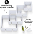 Greenco Gray Floating Cube Shelves - Intersecting Wall Mounted Shelves - Bedroom Decor for Men - Wall Decor Square Shelves for Bedrooms, Living Rooms & More - Set of 4 Box Shelves