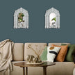 ZEXUIRU 2PCS Arched Window Wall Mirror,Rustic Farmhouse Home Decor, Wood Framed Accent Mirror for Living Room,Bathroom,Bedroom,Kitchen,14.5x10.6 Inches