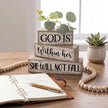 4 Pcs Christian Table Decor Inspirational Religious Gifts for Women God Is Within Her Bible Verse Wooden Block Signs Gift Farmhouse Christian Centerpiece for Mother's Day Home & Office