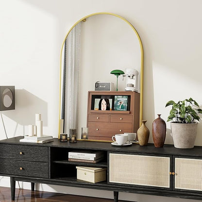 26x38 inch Arch Wall Mirror, Gold Arched Bathroom Vanity Mirrors for Over Sink, Metal Frame Room Wall Decor Haning or Leaning for Entryway, Bedroom, Living Room