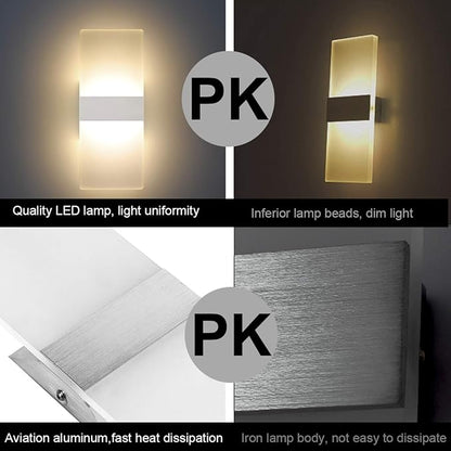 ChangM LED Wall Sconce Modern Wall Light Lamps 12W Warm White Up and Down Indoor Acrylic Lighting Fixture for Living Room Bedroom Hallway Conservatory Home Room Decor Not Dimmable No Plug(3 Pack)