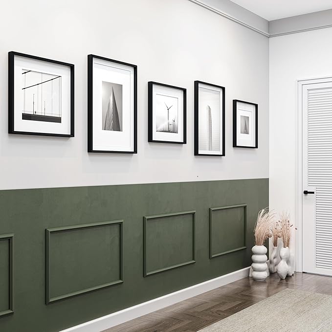 Peel and Stick Wall Molding Kit, Ready to Assemble Wainscoting Panels, Pre-Cut Molding Trim for Home and Office Interrior Wall Decor, DIY, Premade (4 Frames)