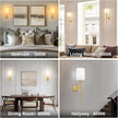Battery Operated Wall Sconces Set of Two,Wireless Rechargeable Wall Light With Remote Control, Dimmable, Amber Light/Warm White/Natural White/Daylight/RGB, Timer,for Living Room,Bedroom,Entryway,Gold