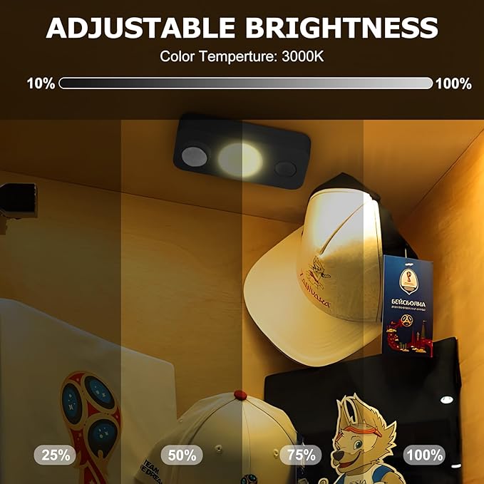 LED Motion Sensor Puck Lights, Rechargeable Cabinet Lights, Stick on Wireless LED Night Light for Closet, Drawer, Shelf, Under Cabinet, Warm White 4Pack, USB Charging Cord Included