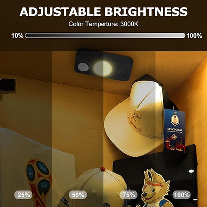 LED Motion Sensor Puck Lights, Rechargeable Cabinet Lights, Stick on Wireless LED Night Light for Closet, Drawer, Shelf, Under Cabinet, Warm White 6Pack, USB Charging Cord Included