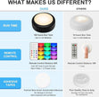 BLS LED Puck Lights with Remote Control, Wireless Under Cabinet & Closet Lighting, RGB 13 Color Changing Lights with Dimmer, Timer & AA Battery Operated, Push, Touch, Stick on for Night, Black, 6 Pack