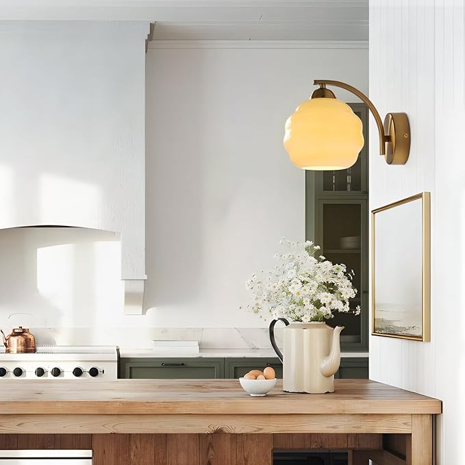 Mid Century Modern Gold Wall Sconce Glass Sconces Wall Lighting Bathroom Vanity Light Fixtures Globe Wall Lamp Bedroom Wall Lights for Living Room Bedroom Hallway Foyer