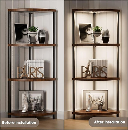 3-Pack Under Shelf Lighting for 4 Tier Corner Shelf Stand,Ultra-Bright 10 Dimmable Slim Stick on Lights, 3-Color Timer 3/9/12H,Decor Lights for Living Room,Bedroom, Kitchen Storage Display Rack