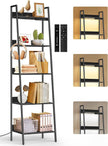 5-Tier Small Ladder Shelf with LED Lights, Touch & Remote Control, 3 Color Temperatures, Dimmable Tall Corner Standing Bookcase, Metal Wood Display Shelf for Living Room, Bedroom(Black)
