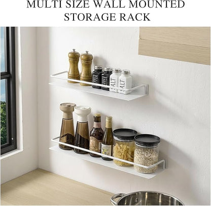Metal Wall Shelf, Metal Floating Shelf, Black Floating Shelf, Small Shelf for Wall, Display Shelves for Bathroom Bedroom Kitchen (White, 12Inch)