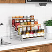 RCHYFEED 4 Tier Spice Rack Organizer, Spice Organization for Cabinet,Pantry, Countertop,Tiered Spice Rack Easy Visibility,Depth Expandable Seasoning Shelf for Kitchen Cabinet Organizer,Silver