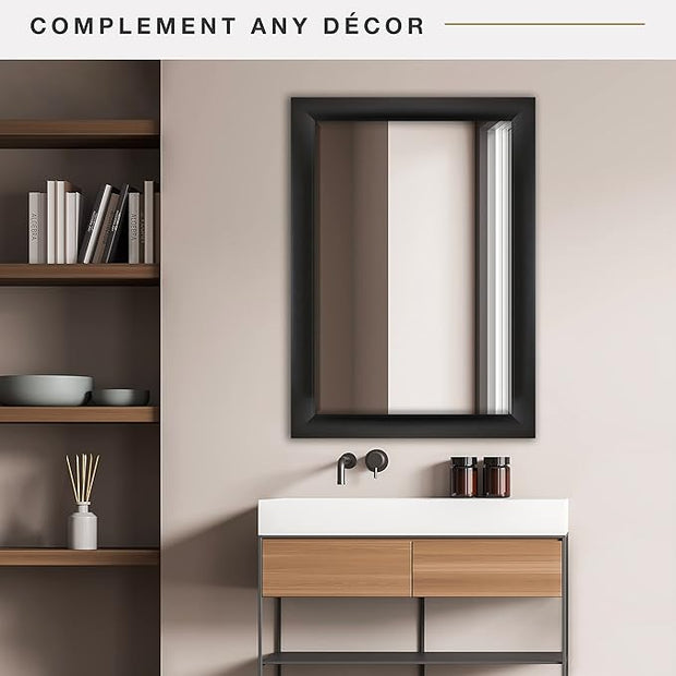 MCS 29.5x41.5 Large Wall Mirror, Classic Black Mirror, Vertical & Horizontal Wall Hanging Mirror for Bathroom, Bedroom & Livingroom