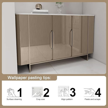 Stainless Steel Contact Paper 15.7"x 472" Thickened Gold Metallic Peel and Stick Wallpaper for Appliances Decorative Self Adhesive Stainless Steel Contact Paper for Fridge Kitchen Dishwasher Cabinets