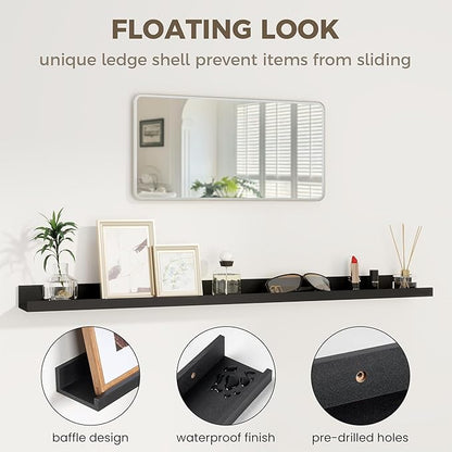 Axeman 36 Inch Floating Shelves | Picture Ledge Shelf Set of 2 | Black Wall Shelves with Lip | Black Picture Shelf for Wall with Ledge | Photo Ledges 36 Inch